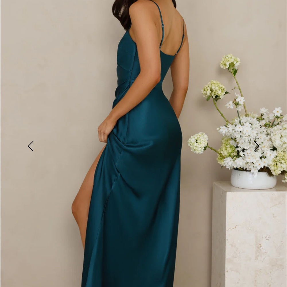 Hello Molly Satin Maxi Dress Teal - Picture 7 of 9